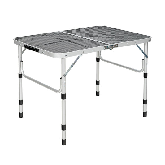 Patiojoy Folding Camping Table Lightweight Portable Aluminum Metal Grill Stand Picnic Table with Iron Mesh Top for Outdoor BBQ