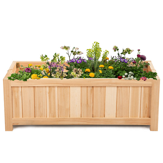Topbuy Outdoor Wood Planter Raised Garden Bed Elevated Planter Box Kit for Backyard Patio