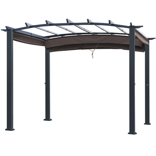 Patiojoy Outdoor Retractable Pergola 10 x 10ft Patio Pergola Gazebo Sun Shade Shelter Canopy w/Heavy Duty Steel Frame for Beach