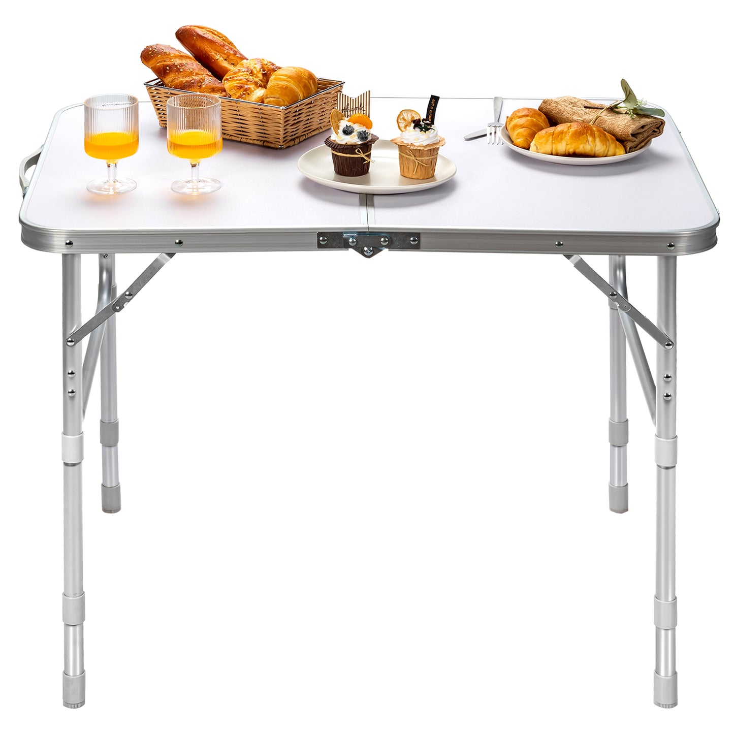 Topbuy Folding Portable Outdoor Camping Table Aluminum Lightweight Picnic Table W/3 Adjustable Heights for Outdoor