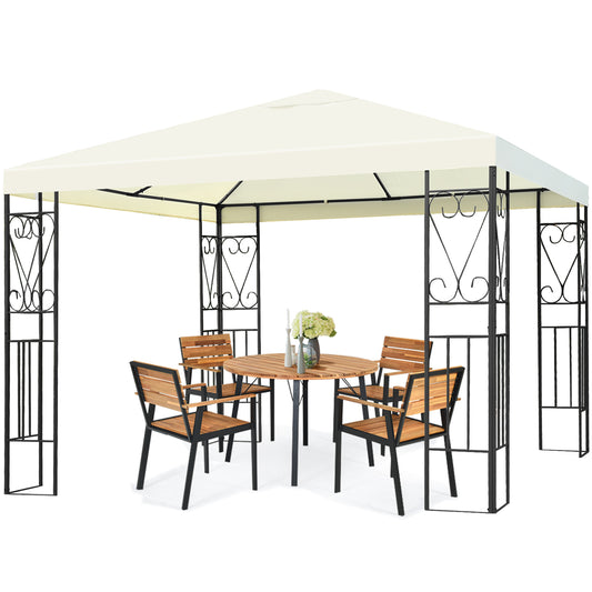Topbuy 10'x10'Outdoor Canopy Gazebo Art Steel Frame Party Patio Large Canopy Gazebo