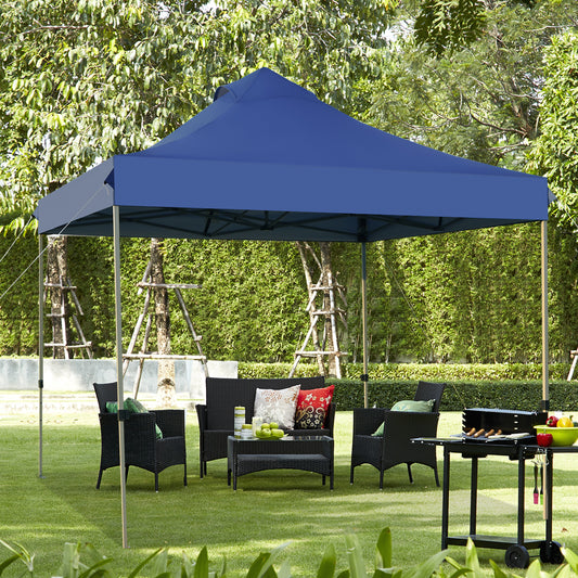 Patiojoy 10'x 10' Pop Up Canopy Tent Easy Set-up Outdoor Tent Commercial Instant Shelter w/ 3 Adjustable Heights Blue/Grey/White