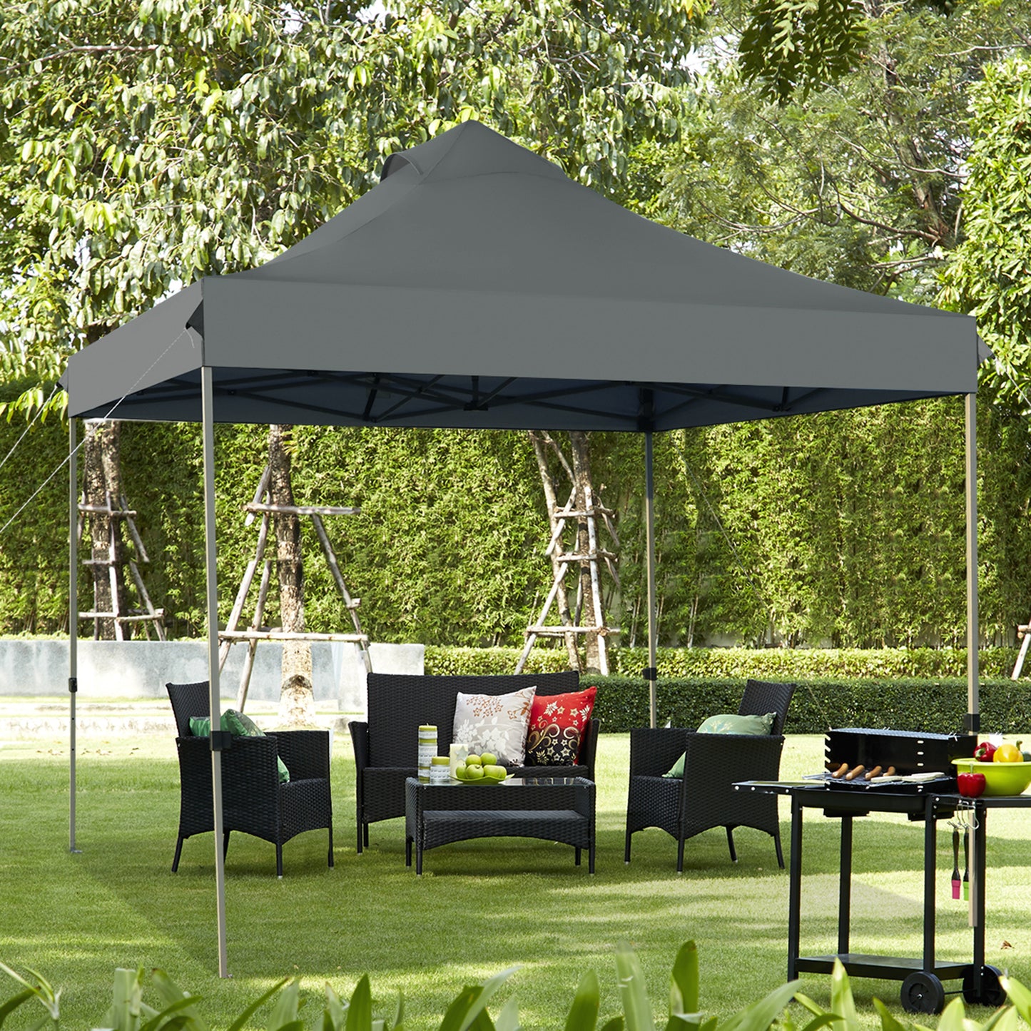Patiojoy 10'x 10' Pop Up Canopy Tent Easy Set-up Outdoor Tent Commercial Instant Shelter w/ 3 Adjustable Heights Blue/Grey/White
