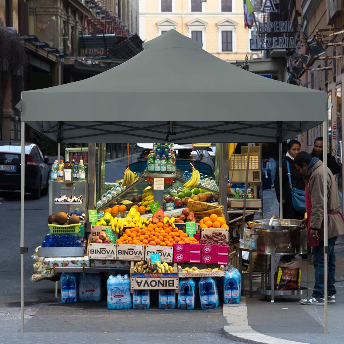 Patiojoy 10'x 10' Pop Up Canopy Tent Easy Set-up Outdoor Tent Commercial Instant Shelter w/ 3 Adjustable Heights Blue/Grey/White