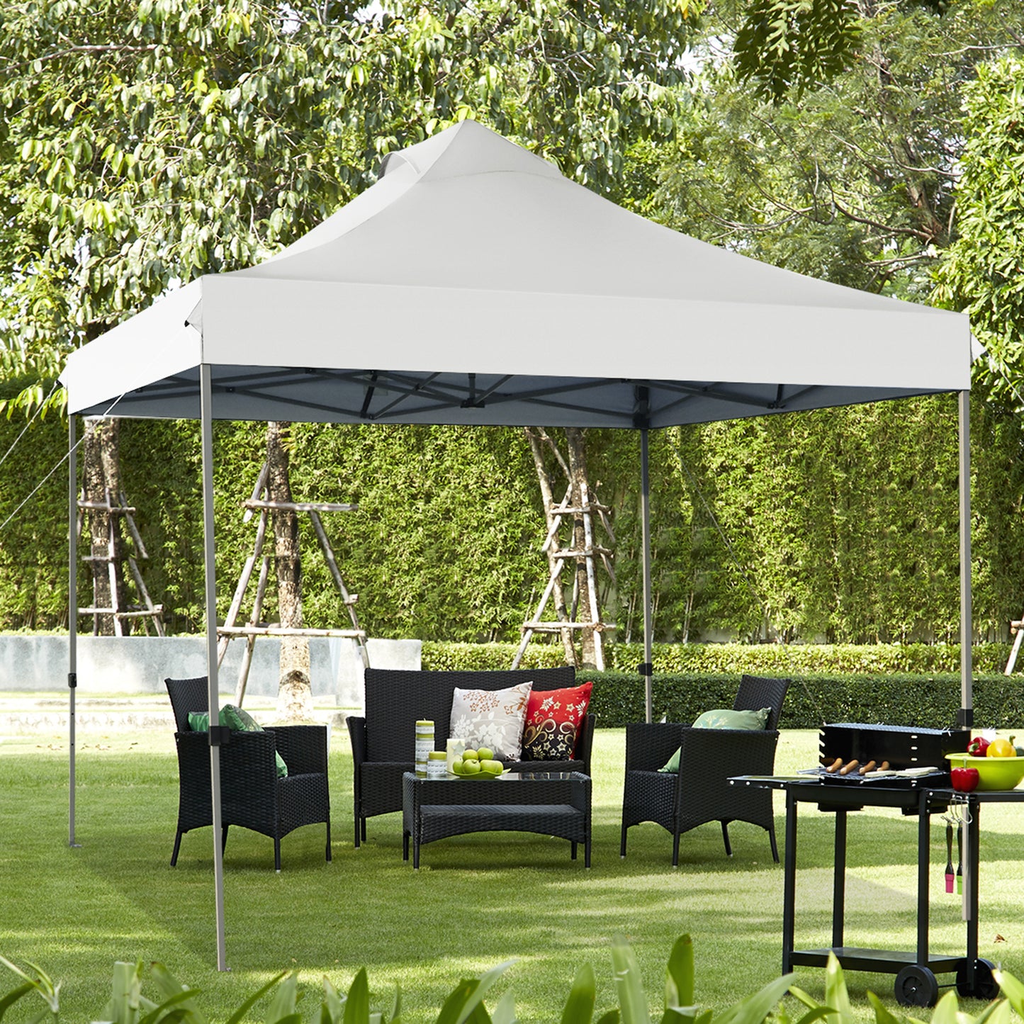 Patiojoy 10'x 10' Pop Up Canopy Tent Easy Set-up Outdoor Tent Commercial Instant Shelter w/ 3 Adjustable Heights Blue/Grey/White
