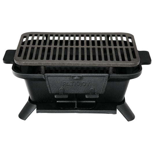 Topbuy Portable Heavy Duty Cast Iron Charcoal Grill Tabletop BBQ Stove with Double-sided Grilling Net for Camping