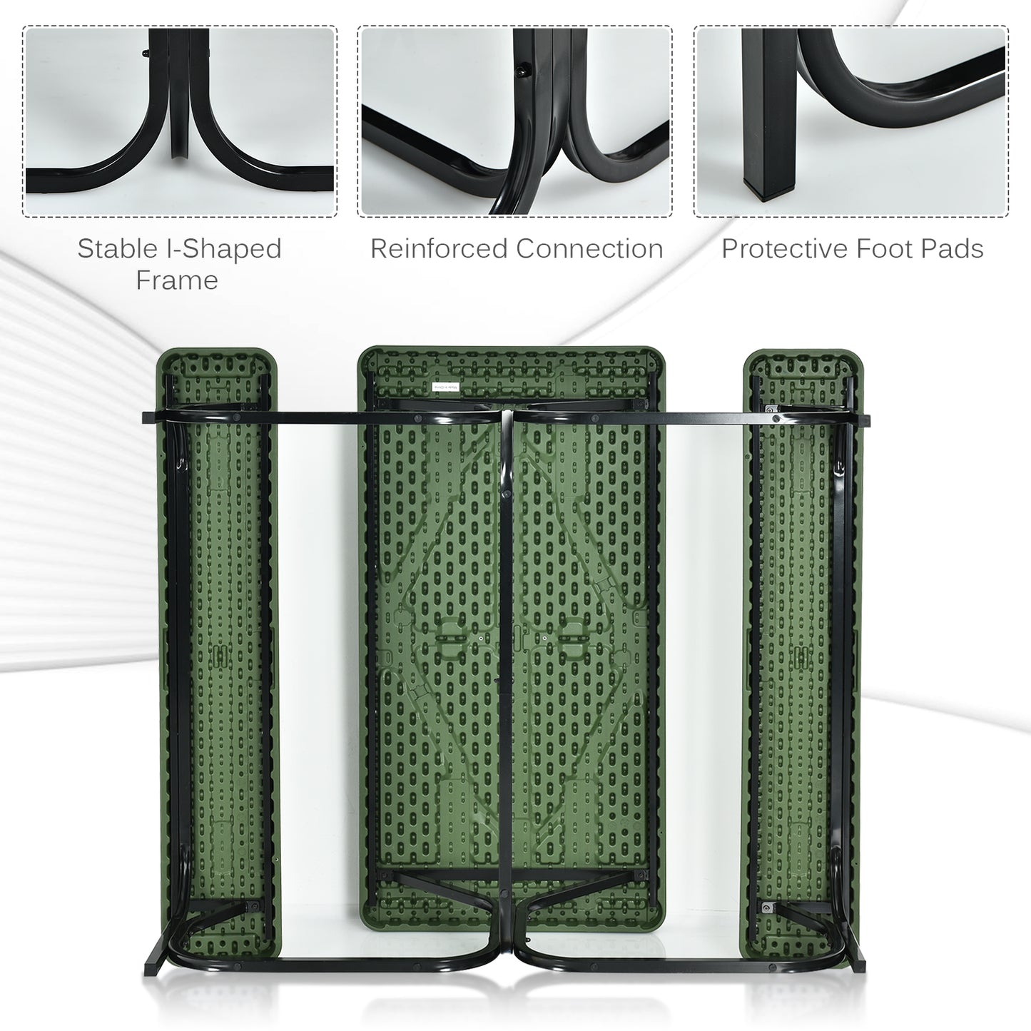 Patiojoy Outdoor Picnic Table Bench Set Patio Camping Table w/Steel Frame & Wood Texture Tabletop for Garden Black/Grey/White/Green