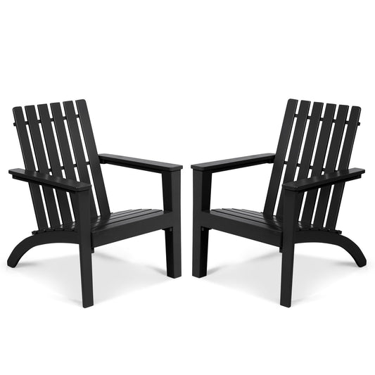 Patiojoy 2PCS Wooden Adirondack Chair W/Ergonomic Design Outdoor Lounge Armchair Acacia Wood chair for Yard&Patio Black/Gray/White/Natural