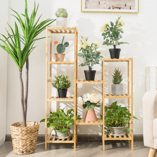 Topbuy 9/11 Tiers Bamboo Plant Stand for Indoor Plants Multiple Utility Shelf Free Standing Storage Rack Pot Holder