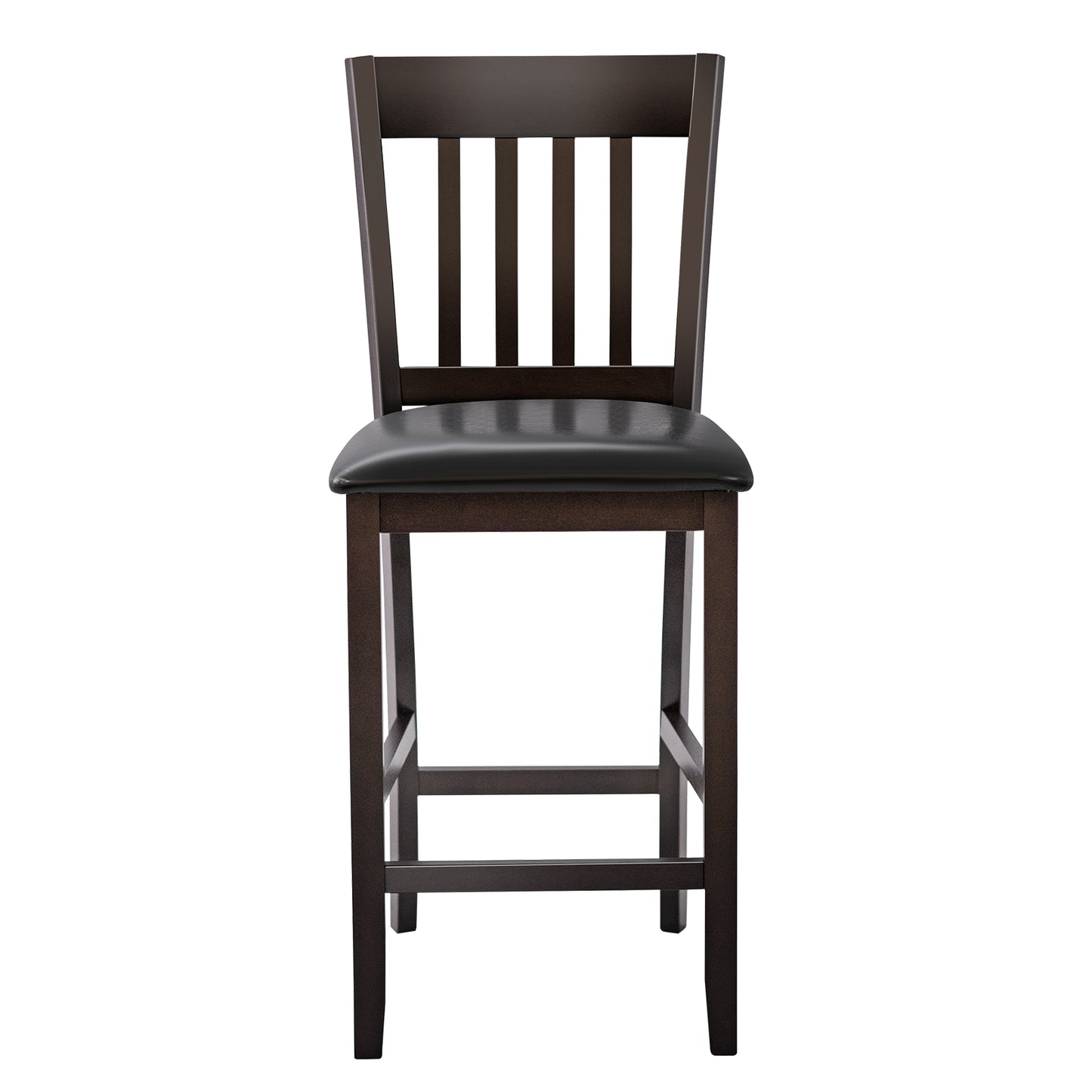 Topbuy Set of 4 Bar Stools Counter Height Pub Chairs w/ PU Leather Seat&Rubber Wood Legs