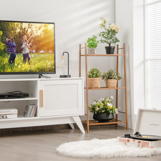 Topbuy 3 Tiers Bamboo Plant Stand for Indoor Plants Multiple Utility Shelf Free Standing Storage Rack Pot Holder Brown/Natural
