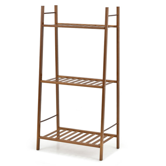 Topbuy 3 Tiers Bamboo Plant Stand for Indoor Plants Multiple Utility Shelf Free Standing Storage Rack Pot Holder Brown/Natural