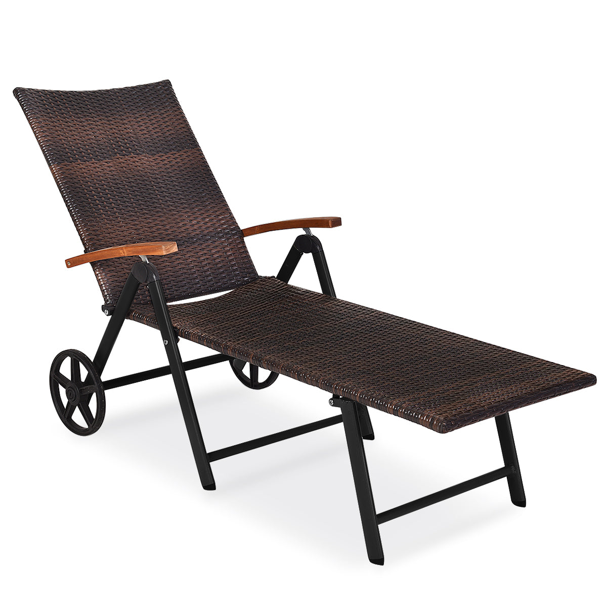 Patiojoy 1PC/2PCS Foldable Beach Sling Chair with 7 Adjustable Positions&Cushion Indoor Living Room Chaise Lounge