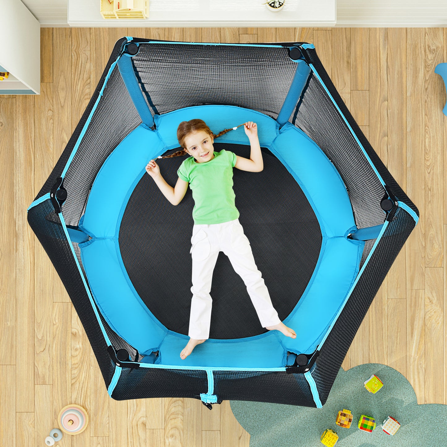 Topbuy 4FT Small Kids Jumping Exercise ASTM Certified Approved Recreational Trampolines with Enclosure Net
