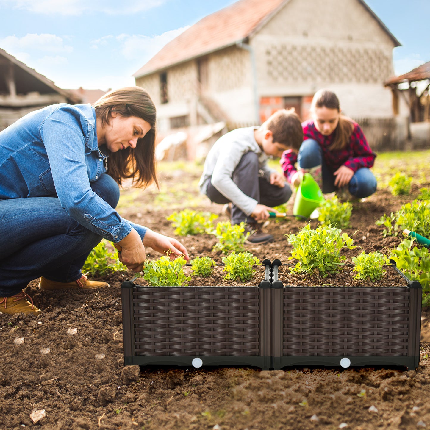 Topbuy Outdoor 2 Set/4 Set Planter Vertical Elevated Raised Garden Bed Planter Box Kit for Backyard Patio