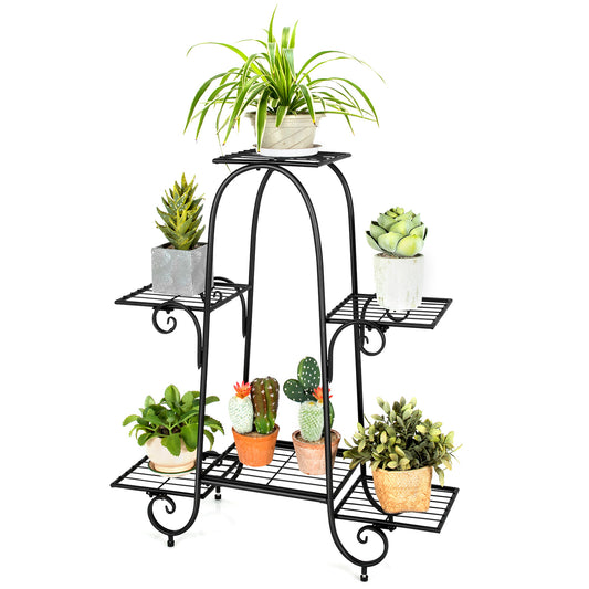 Topbuy 6 Tier Vertical Metal Corner Plant Stand Flower Pots Display Rack Storage Shelf Decorative Planter for Garden