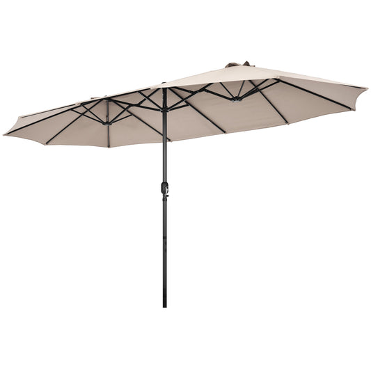 Patiojoy 15FT Double-Sided Twin Patio Umbrella with Base Extra-Large Market Umbrella for Outdoor Beige/Coffee/Wine/Blue/Navy/Orange/Turquoise