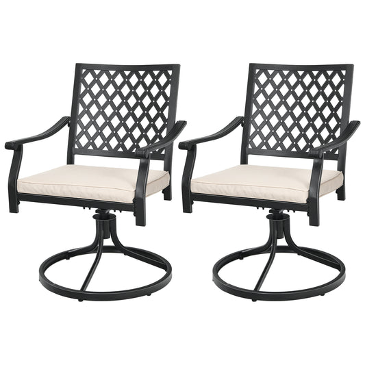 Patiojoy 2/4 PCS Patio Swivel Dining Chairs Kitchen Garden Metal Armchairs w/Cushions