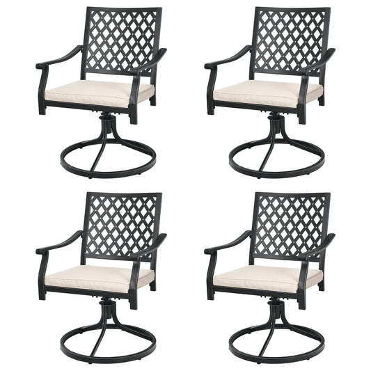 Patiojoy 2/4 PCS Patio Swivel Dining Chairs Kitchen Garden Metal Armchairs w/Cushions