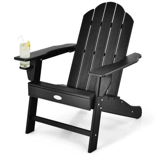 Patiojoy Adirondack Chair Outdoor Fire Pit Chair with Cup Holde Weather Resistant Lounger Chair for Backyard Garden Patio and Deck Black/Grey/Turquoise/White