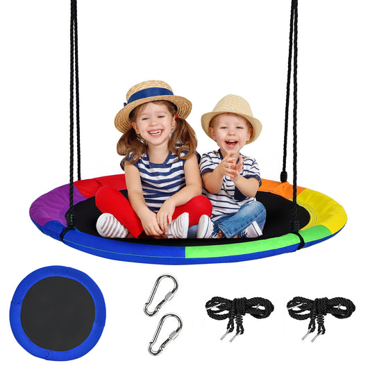 Topbuy 40'' Flying Saucer Tree Swing Indoor/Outdoor Round Mat Tree Swing Blue/Green/Camo Green