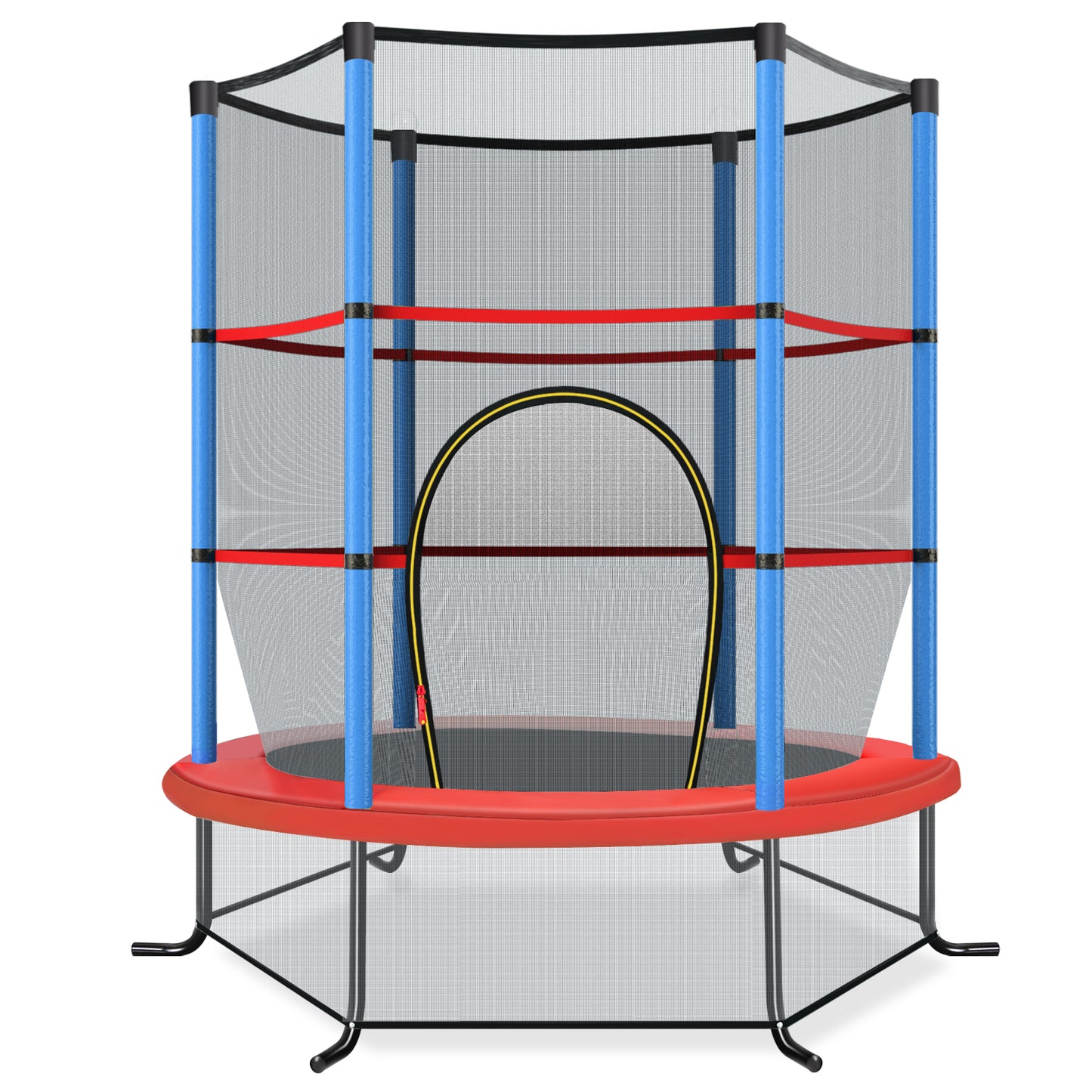 Topbuy 55'' Kids Jumping Exercise ASTM Certified Approved Mini Recreational Hexagonal Shape Toddler Trampolines for Kids Toy Birthday Gift Blue/Red/Yellow/Green