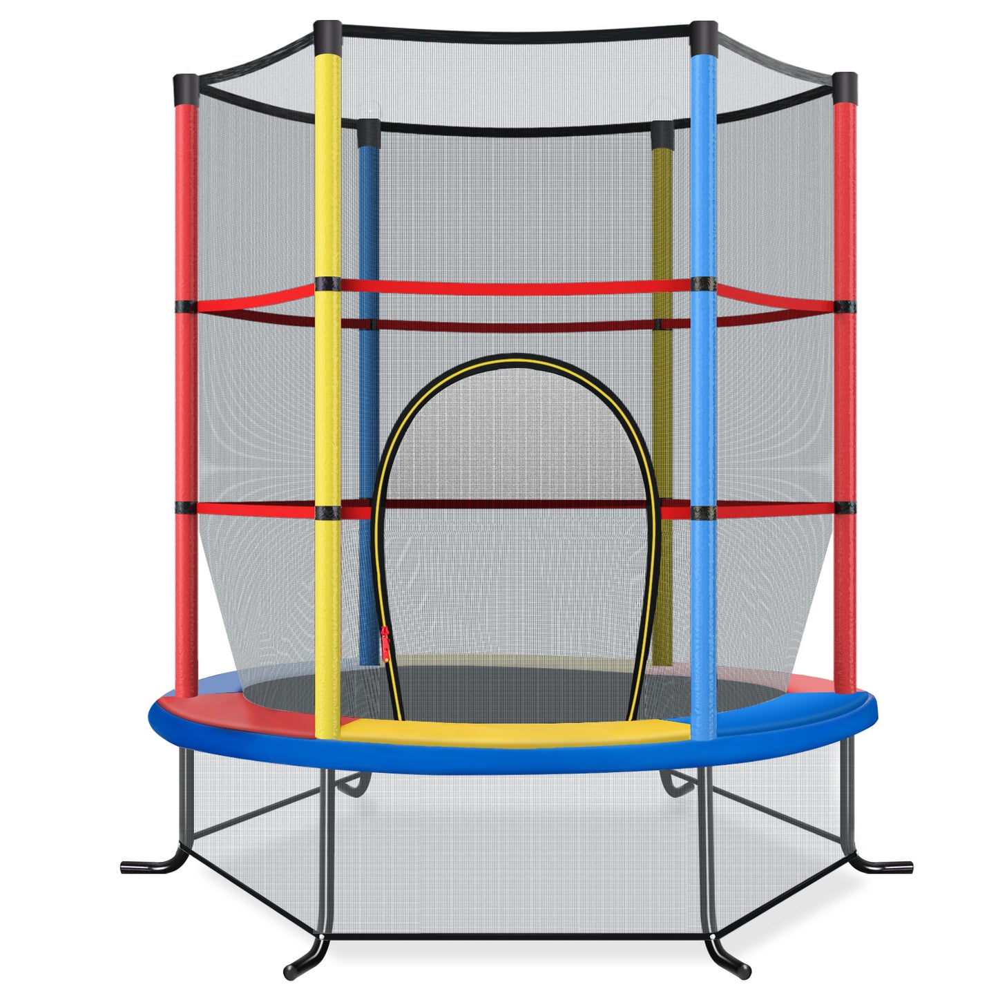 Topbuy 55'' Kids Jumping Exercise ASTM Certified Approved Mini Recreational Hexagonal Shape Toddler Trampolines for Kids Toy Birthday Gift Blue/Red/Yellow/Green