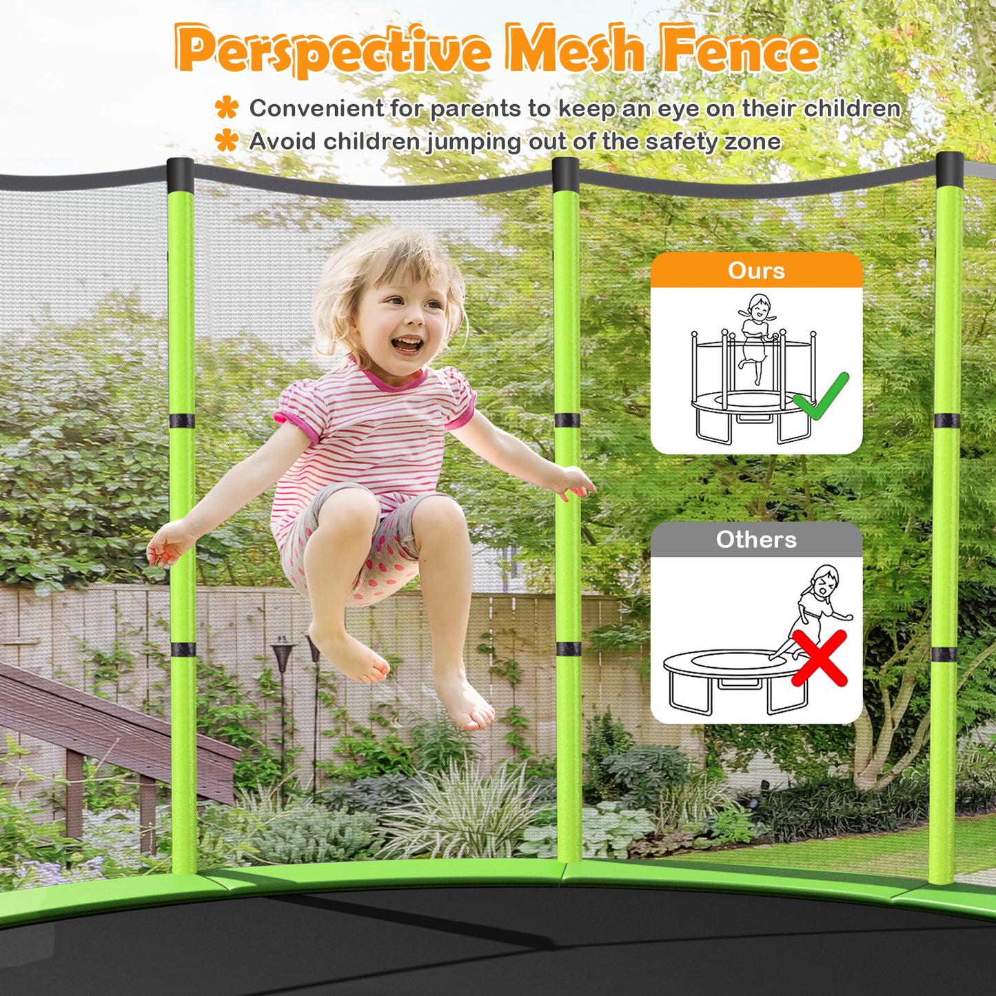 Topbuy 55'' Kids Jumping Exercise ASTM Certified Approved Mini Recreational Hexagonal Shape Toddler Trampolines for Kids Toy Birthday Gift Blue/Red/Yellow/Green