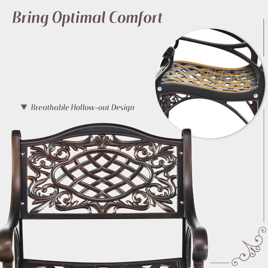 Topbuy 2/4 Pieces Outdoor Bistro Dining Chair Set All-Weather Cast Aluminum Chairs with Armrests and Curved Seats