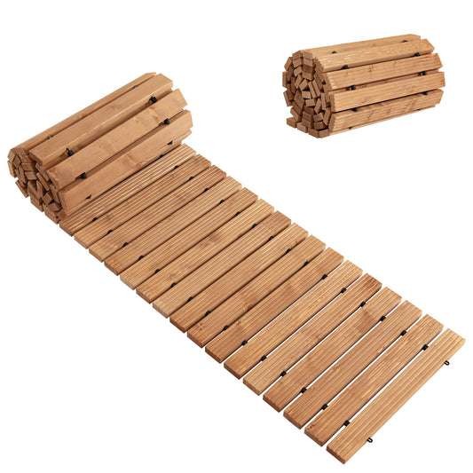 Topbuy 8' Weather-Resistant Straight Hardwood Pathway Roll Out Fir Wood Garden Walkway with Non-Slip Surface 17''/22''