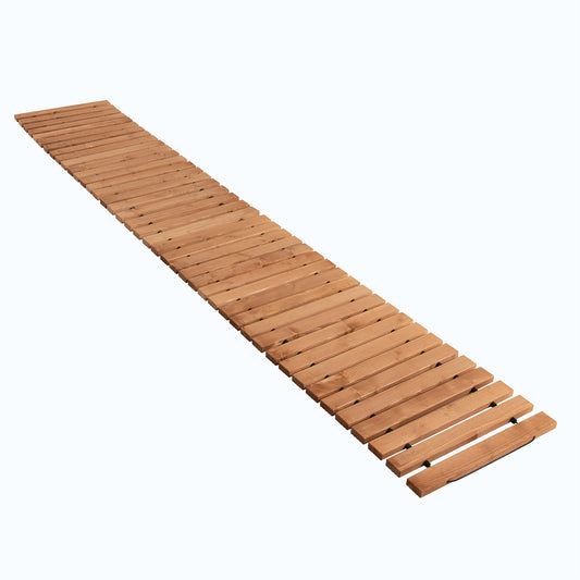 Topbuy 8' Weather-Resistant Straight Hardwood Pathway Roll Out Fir Wood Garden Walkway with Non-Slip Surface 17''/22''