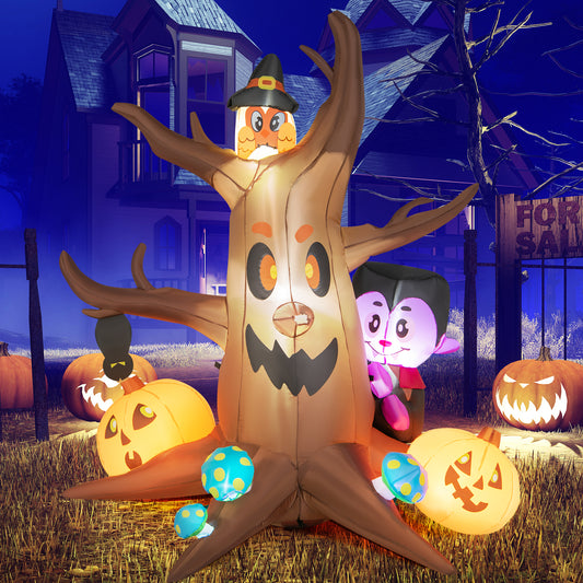 Topbuy 6 FT Tall Halloween Inflatable Decoration Outdoor Blow Up Dead Tree with Vampire Owl Bat Pumpkin Bright LED & RGB Lights