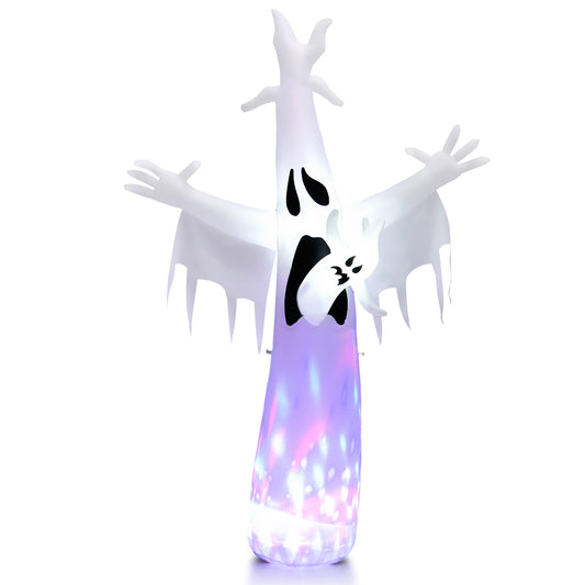 Topbuy 8FT Giant Halloween Inflatable Ghost Blow-up Yard Decoration with Built-in LED Lights & Magic Rotating Lamp Easy Inflation Waterproof Blower