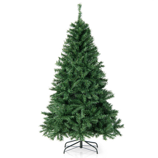Topbuy 6FT Pre-lit Hinged Christmas Tree Xmas Artificial Tree w/260 Multi-Color LED Lights Seasonal Holiday Decoration Tree 3-Minute Quick Shape