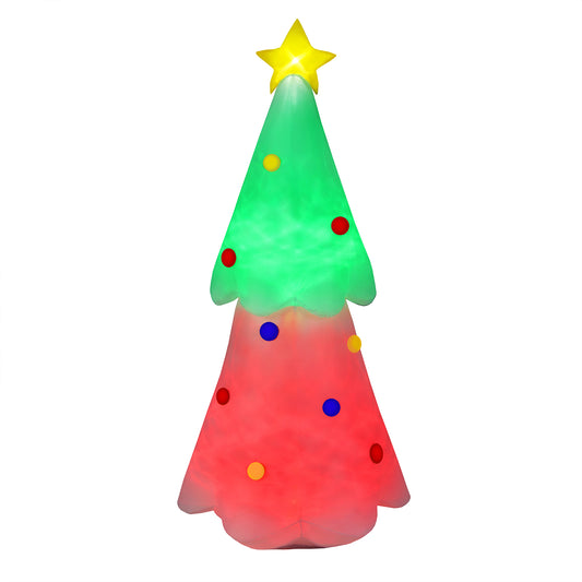 Topbuy 6.2FT Tall Christmas Inflatables Colorful Tree Blow up Christmas Tree Outdoor Decoration with LED Lights Rotating Lights