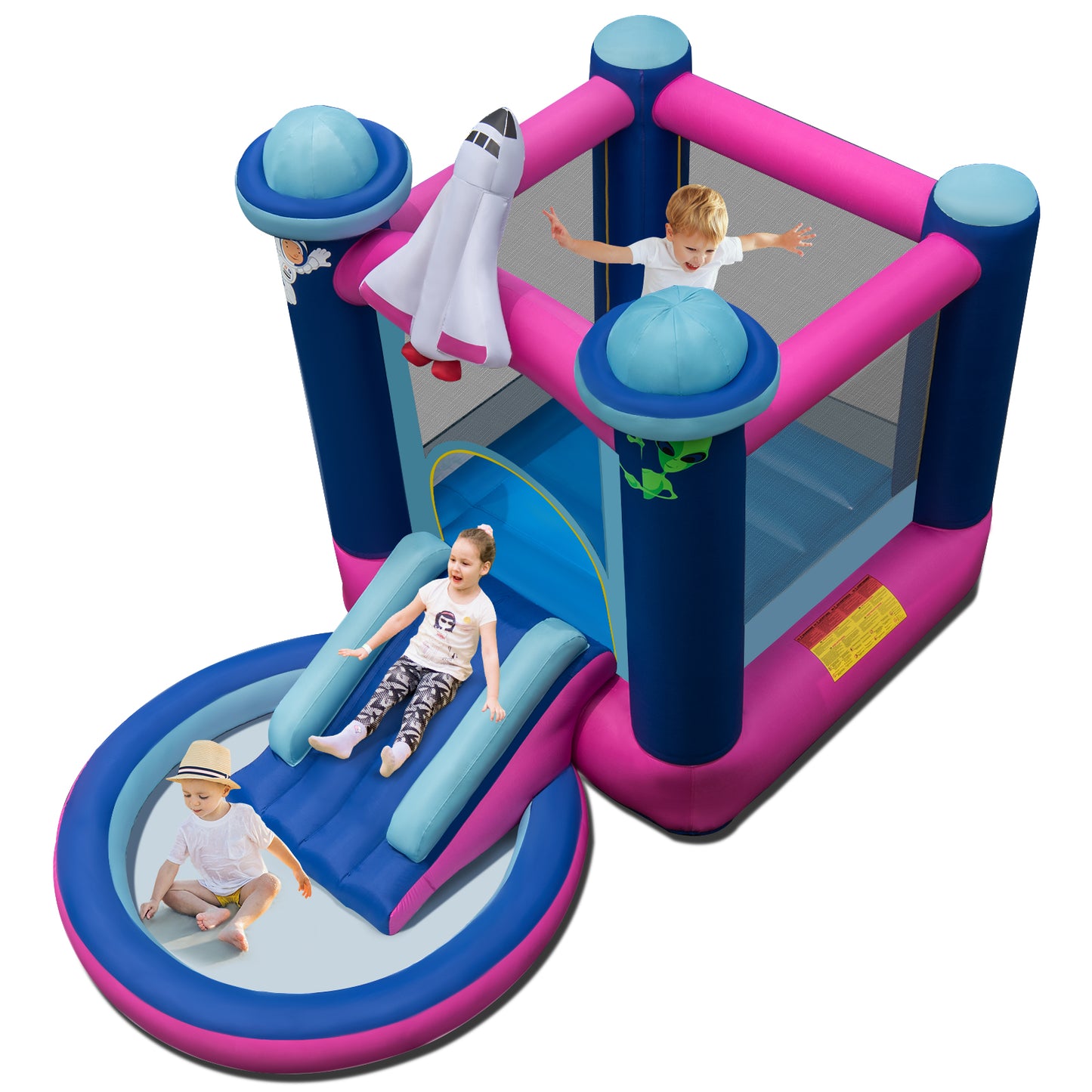 Topbuy Inflatable Kids Water Slide w/ Splash Pool Indoor Outdoor Bouncy Castle Center Portable Blow Up Slide Jumping House w/ Carry Bag & Bouncer Stakes (without Blower)