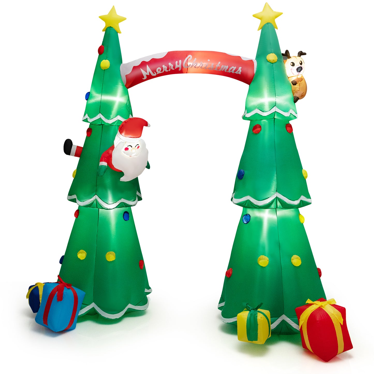 Topbuy 10 FT Inflatable Christmas Tree Archway with Santa Claus Reindeer Gift Boxes Indoor & Outdoor Christmas Decoration