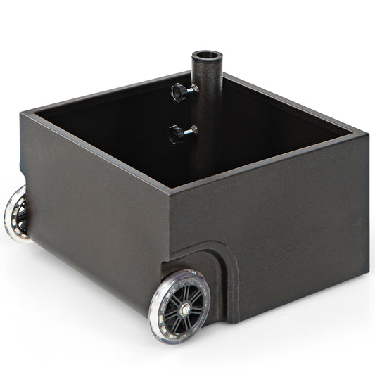 Topbuy Patio Umbrella Base, 170 lbs Steel Umbrella Base with 2 Universal Wheels Two Adjustable Knobs with 1.5''/1.9'' Umbrella Holes