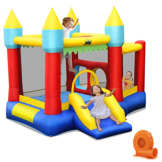 Topbuy Inflatable Bounce House Jumping Castle Kids Slide Park Ball Pit with Basketball Rim for Outdoor&Indoor