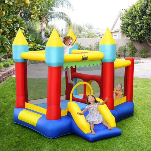 Topbuy Inflatable Bounce House Jumping Castle Kids Slide Park Ball Pit with Basketball Rim for Outdoor&Indoor