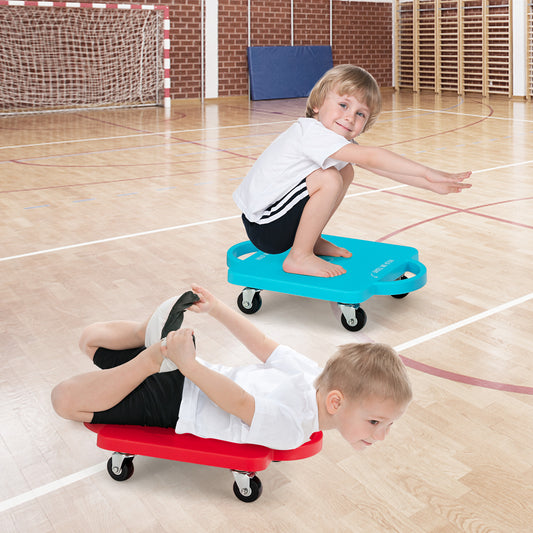 Topbuy 4-Pack Floor Scooter Kids Sitting Scooter Board with Safety Handles & Non-Marring Rolling Casters