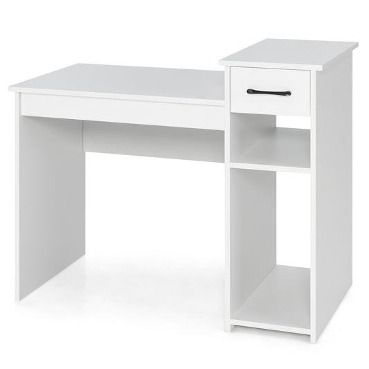 Topbuy Computer Desk with Storage Shelf Modern Study Desk with Drawer Multipurpose Home Office Desk Laptop Table