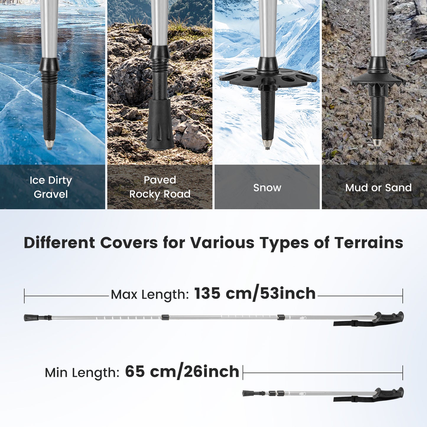 Patiojoy 4-in-1 Lightweight Terrain Snowshoes for Men Women Youth Kids 21'' Aluminum Snow Shoes with Flexible Pivot System Gold/Navy/Silver