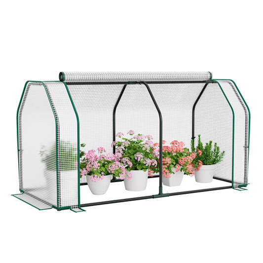 Topbuy Portable Mini Greenhouse Plant Greenhouse Tent with Roll-Up Zippered Door Indoor Outdoor Green Hot House Sun Protection