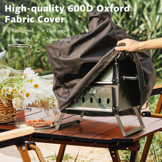 Topbuy Outdoor Pizza Oven for Cooking 2 Pizzas Wood Fire Pizza Stone w/ Pizza Peel Pizza Stone Waterproof Cover Fold-up Legs