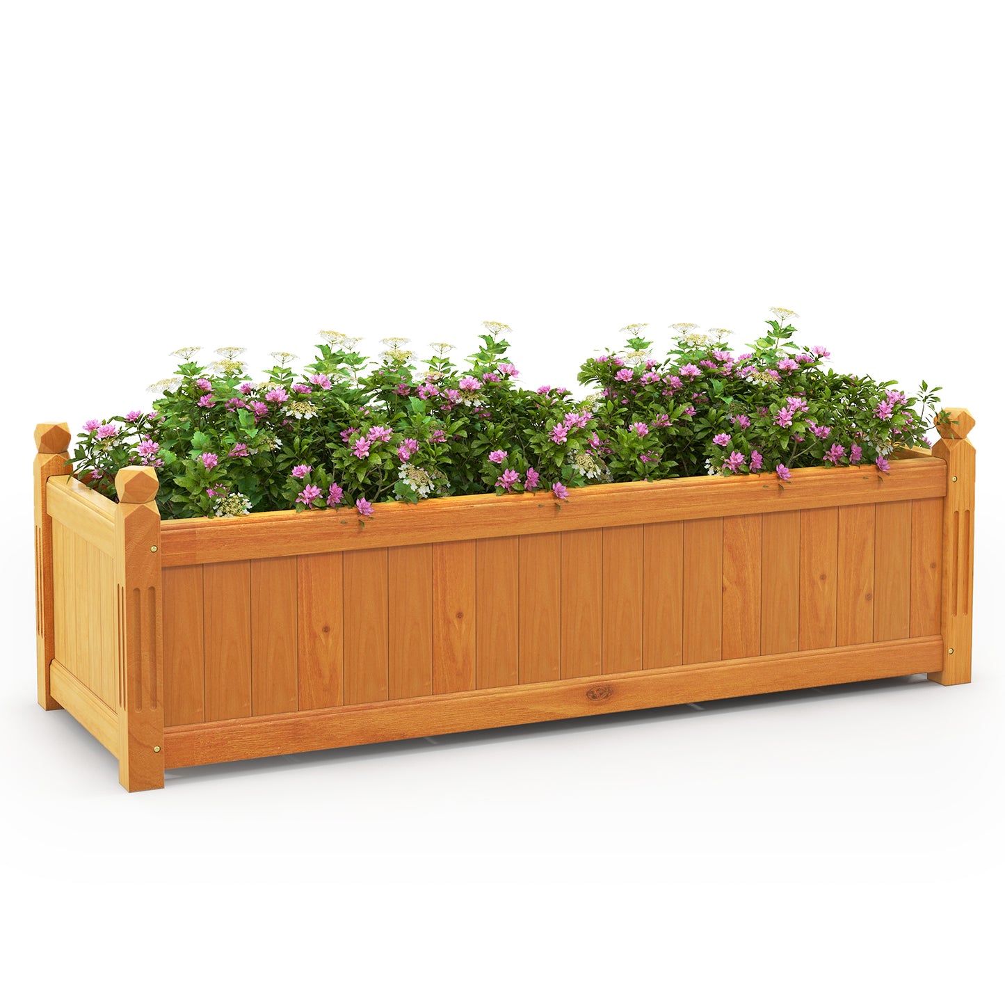 Topbuy Raised Garden Bed Elevated Planter Box with Drainage Gaps Outdoor Wood Planter Container