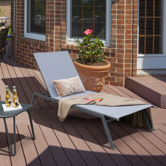 Topbuy 1PC/2PCS Patio Chaise Lounge Chair Outdoor Recliner w/ 6-Level Adjustable Backrest Breathable & Quick-Drying Fabric