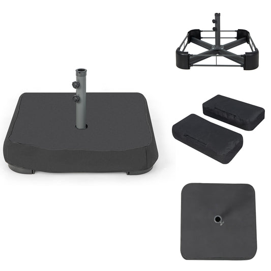 Topbuy Square Umbrella Base Patio Umbrella Stand with 2 Sandbags & 1 Waterproof Cover Outdoor Heavy Duty Umbrella Holder
