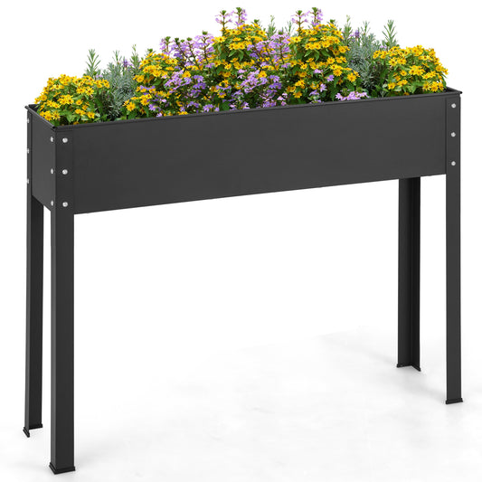 Topbuy Raised Garden Bed, Elevated Metal Planter Box with Legs Drainage Hole Outdoor Indoor Plant Container for Flower Herb