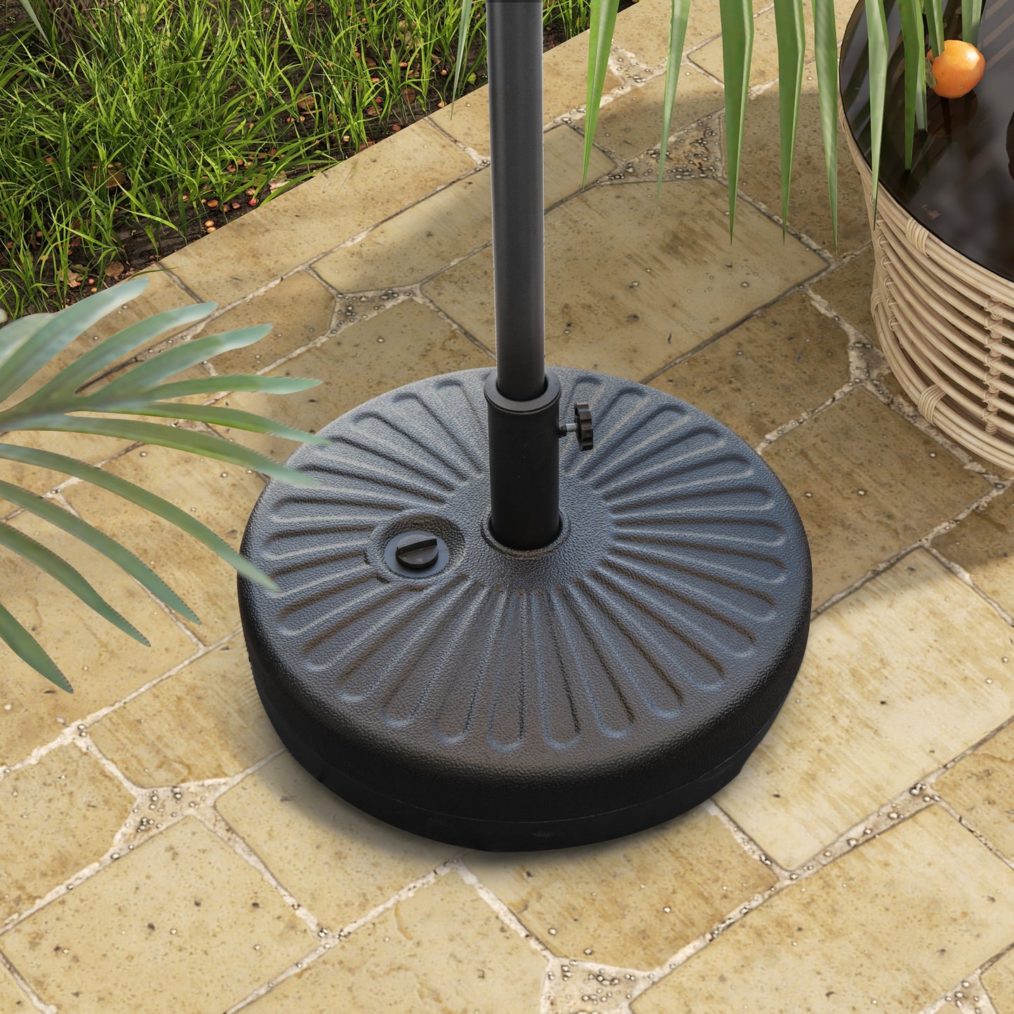 Topbuy Water & Sand Fillable Umbrella Base 20'' Round Table Umbrella Stand Base Umbrella Pole Holder